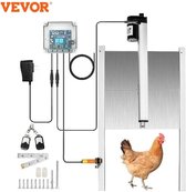 Vevor - Automatisch kippenluik - Met lichtsensor - Chickenguard - Hokopener - IP44 Beveiliging - Infrarood sensor - 30x60cm - Elektrisch - Inclusief Montage Set + Afstandsbediening