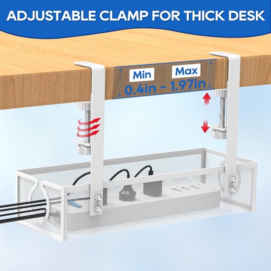 Kabelgoot Voor Onder Bureau - Kabelmanagement Bureau/Zit Sta Kabel Organizer Kabelbak Kabelhouder Voor Snoeren Kabels Stekkerdozen