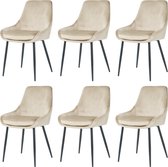 Nuvolix velvet eetkamerstoelen set van 6 - Parijs - eetkamerstoel - velvet stoel - beige