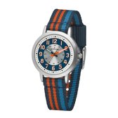 ATRIUM Horloge - Kinderen - Jongens - Blauw & Oranje & Fel Blauw - Analoog - 3 Bar Waterdicht - Leercijferblad - Duidelijk - Nylonband (13-17,5 cm. polsomtrek) - Quartz Uurwerk - A50-12