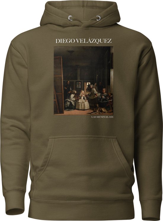 Diego Velázquez 'Las Meninas' ("Las Meninas") Beroemd Schilderij Hoodie | Unisex Premium Kunst Hoodie | Military Green | XL