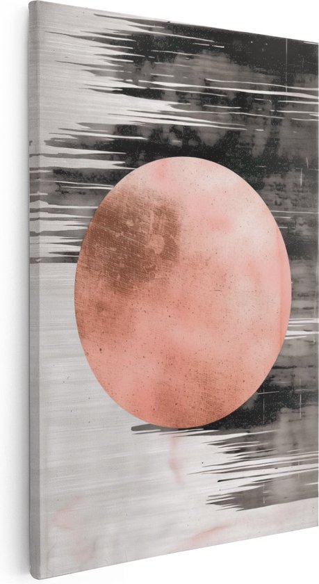 Artaza Canvas Schilderij Abstract Kunstwerk met een Roze Cirkel - 20x30 - Klein - Foto Op Canvas - Canvas Print