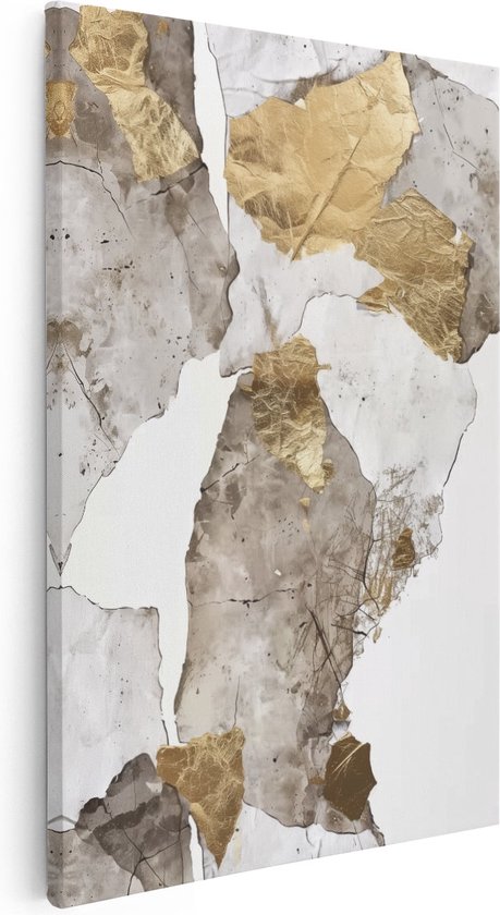 Artaza Canvas Schilderij Bladgoud op een Witte Achtergrond - 20x30 - Klein - Foto Op Canvas - Canvas Print