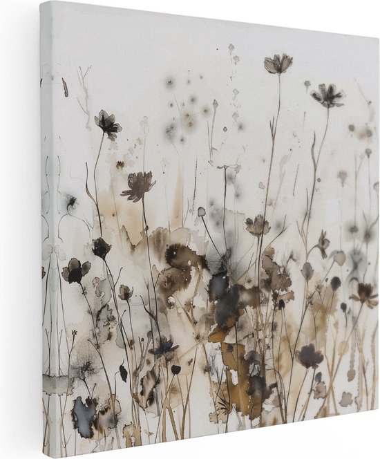 Artaza Peinture sur toile représentant des Fleurs dans un champ - 60 x 60 - Décoration murale - Photo sur toile - Impression sur toile