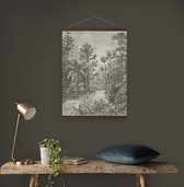 Hangende Poster Linnen - Jungle Landschap Sepia - 80x60cm