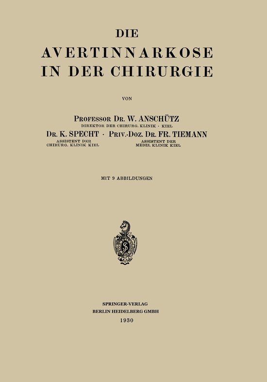 Die Avertinnarkose in Der Chirurgie - cover