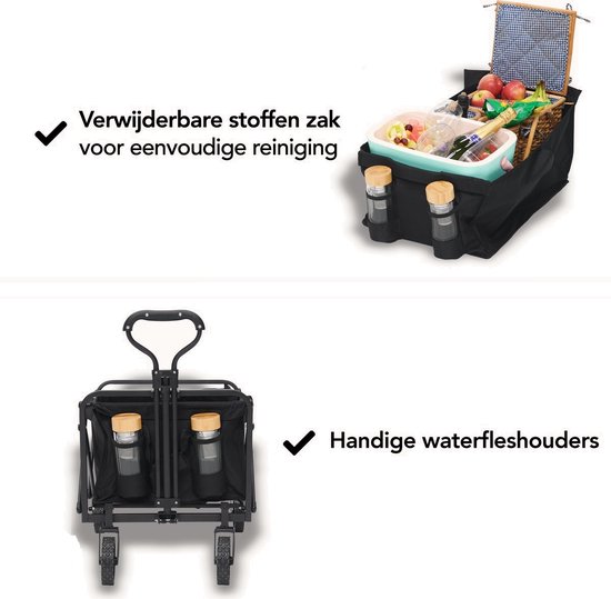 Yar Bolderkar - Inklapbare Bolderwagen/Transportwagen - Opvouwbaar - 80KG Draagkracht - Inklapbare Bolderwagen/Transportwagen - 2 Standen - Wasbaar Polyester - 98x60cm - Zwart van YAR — afbeelding 4