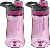 B- 2x -Home Waterfles / drinkfles / sportfles Aquamania - roze - 730 ml - kunststof - bpa vrij - lekvrij - Stijlvolle fles