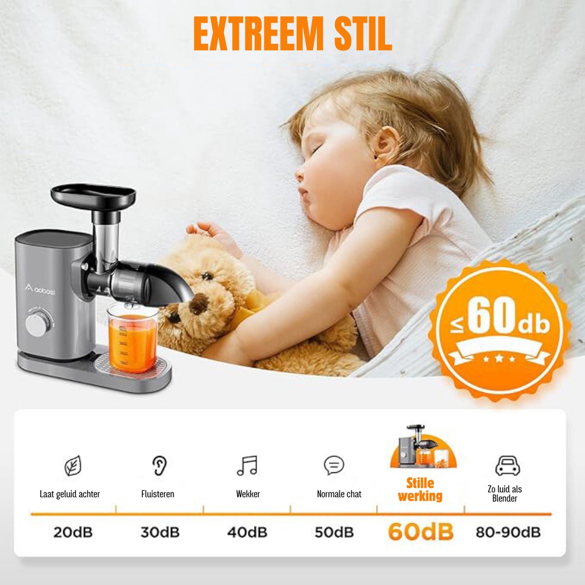 Vandenberg [HET ORIGINEEL] - Slow Juicer - Winnaar sapcentrifuge groente en fruit test - [150 W] Vitaminebehoudende elektrische sapcentrifuge met omkeerfunctie Inclusief reinigingsborstel - BPA-vrij