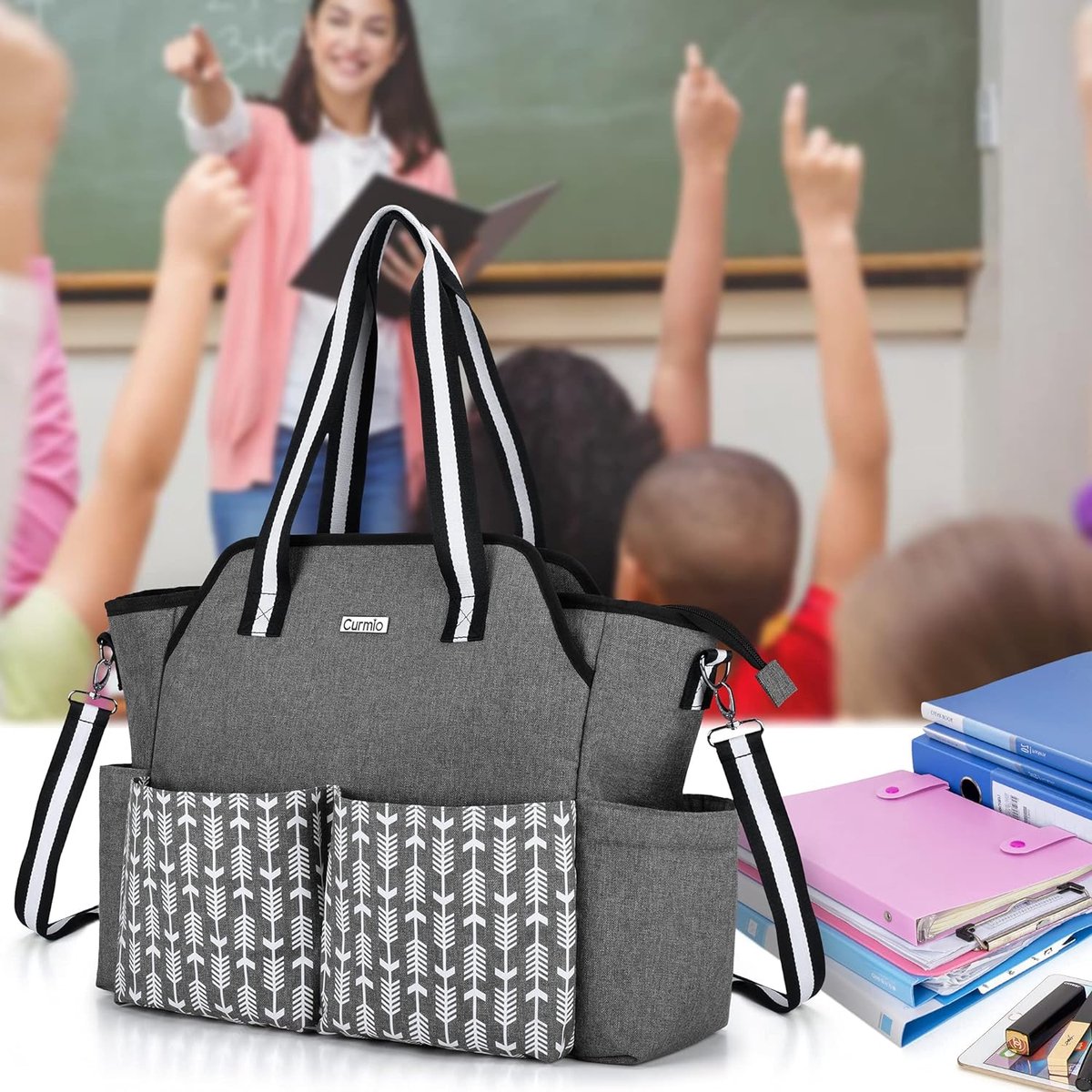 Prokva Kleine Tote Bag voor Leraren voor Dames, Werktas met Vak voor College en Kantoor, Roze