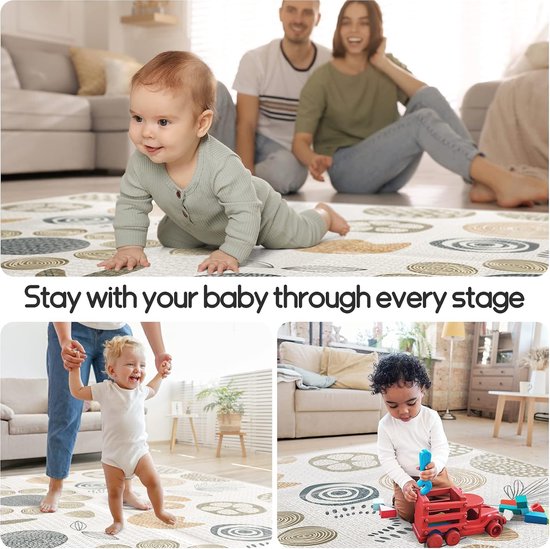 PERSEVERANCE Opvouwbare speelmat voor baby's, 150 x 180 x 1 cm, waterdichte schuimrubberen mat, antislip, omkeerbaar en niet giftig, met draagtas, motorische mat, XXL