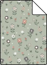 Echantillon ESTAhome papier peint fleurs vert grisâtre - 139287 - 26,5 x 21 cm