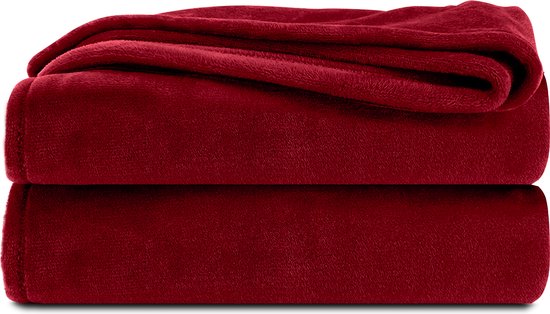 Couverture Polaire Komfortec - Sensation Cachemire - Plaid - 150x200 cm - Super Douce - Rouge Bordeaux