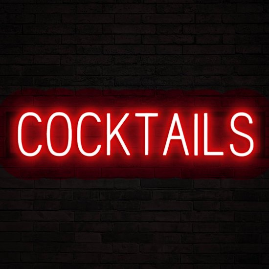 COCKTAILS - Lichtreclame Neon LED bord verlicht | SpellBrite | 84,19 x 16 cm | 6 Dimstanden & 8 Lichtanimaties | Reclamebord neon verlichting