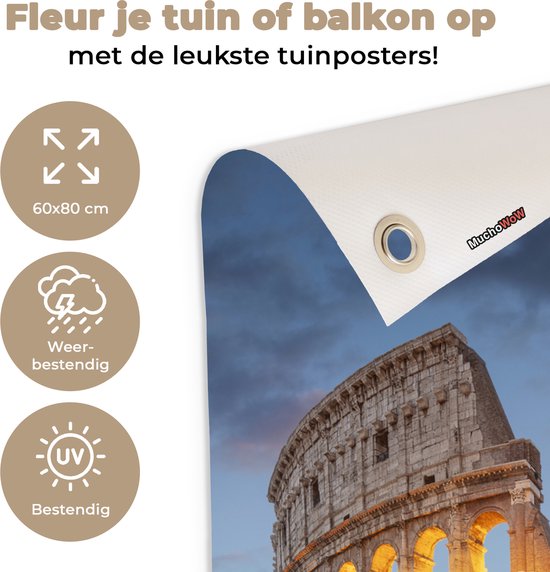 Tableau de jardin Italie - Rome - Théâtre - 60x80 cm - Affiche de jardin - Toile de jardin - Affiche d'extérieur