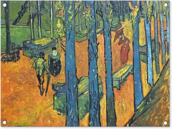 Tuinschilderij Les Alyscamps - Vincent van Gogh - 80x60 cm - Tuinposter - Tuindoek - Buitenposter
