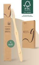 NATURE’S groove® Bamboe Handtandenborstels Hard - 6 Stuks - Houten Tandenborstel - Handmatig