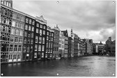 Tuinposter - Tuindoek - Tuinposters buiten - Amsterdamse grachten zwart-wit fotoprint - 120x80 cm - Tuin