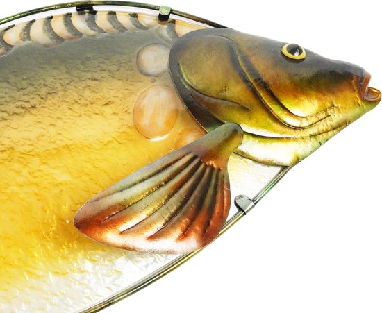 Eurocatch Glass Art - Muurdecoratie Spiegel karper 80cm - 3-D Metaal en Glas Kunst - Cadeau Idee - Mancave - Karper Beeld - Vaderdag Cadeau van Eurocatch — afbeelding 3