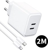 Chargeur rapide iPhone 20W unique - Max 35W - avec câble de charge de 2 mètres - blanc