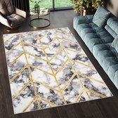 Tapiso Shine Tapis De Sol Salon Chambre Or Crème Grijs Moderne Faible Pile Lignes Abstraites Flèches Durable De Haute Qualité Taille De Tapis - 80 x 150 cm