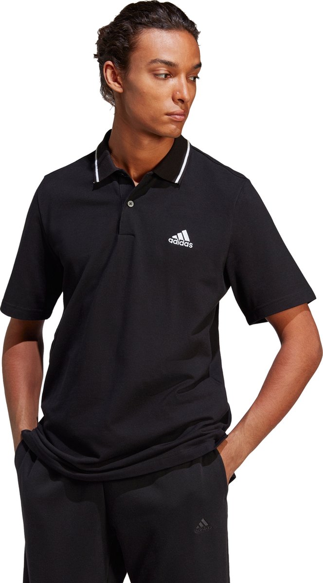 adidas Sportswear Essentials Piqué Small Logo Poloshirt Heren Zwart