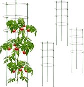 Relaxdays tomatensteun metaal - set van 4 - 91 cm - plantensteun klimplanten - rond