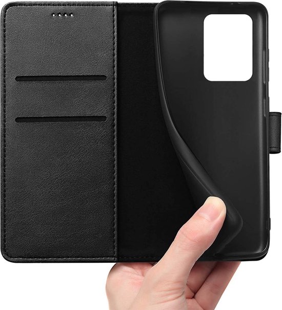 Coque pour Xiaomi Redmi Note 12 Pro 5G / Poco X5 Pro 5G - Portefeuille Noir Rabat Clapet Aimanté Rangement Cartes
