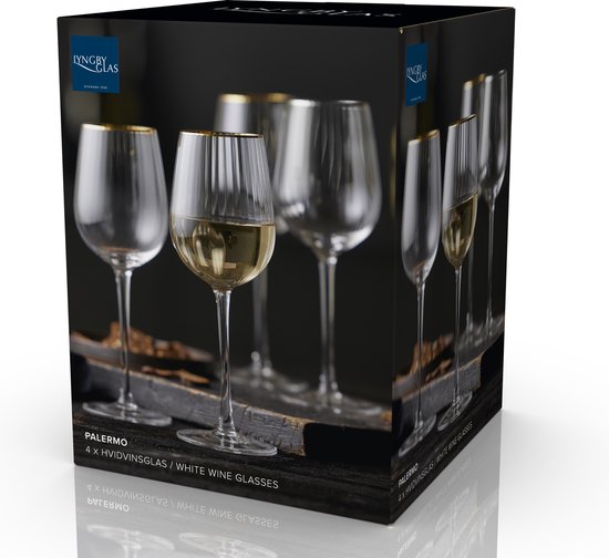 Lyngby Glas - Verre à vin vin blanc Palermo bord doré (lot de 4) - Verres à vin