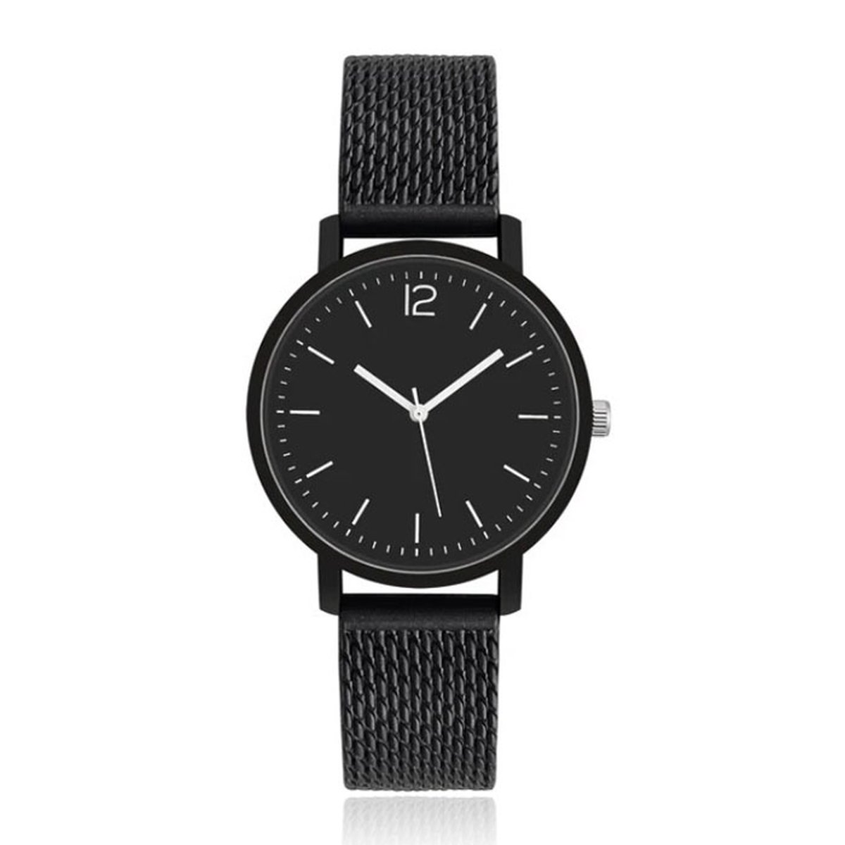 LGT JWLS Dameshorloge met Silicone Band - Zwarte Band en Uurwerk, Witte Uuraanduiding en Wijzers