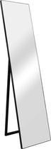 In And OutdoorMatch Spiegel Vrijstaand Barney - Verstelbaar - 150,6x35,6 cm - Zwart - MDF en Glas - Stijlvolle uitstraling