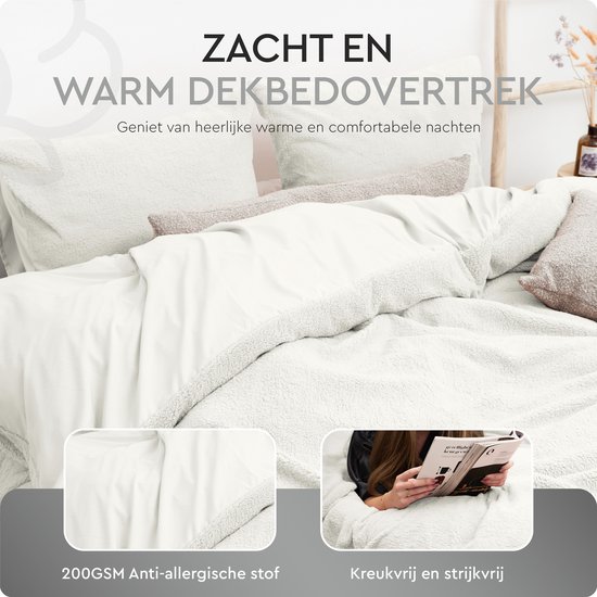 Sleeptime Teddy Dekbedovertrek - 140x200/220 + 1 kussenslopen 60x70 - Wit - Eenpersoons van Merkloos — afbeelding 3