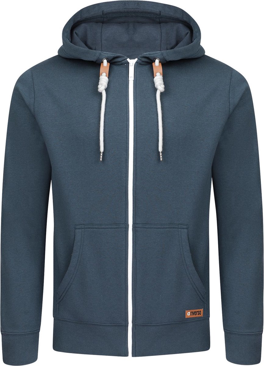riverso Heren Sweatjack RIVThilo regular fit Blauw 4XL Volwassenen Hoodiejacket - Sweatvest
