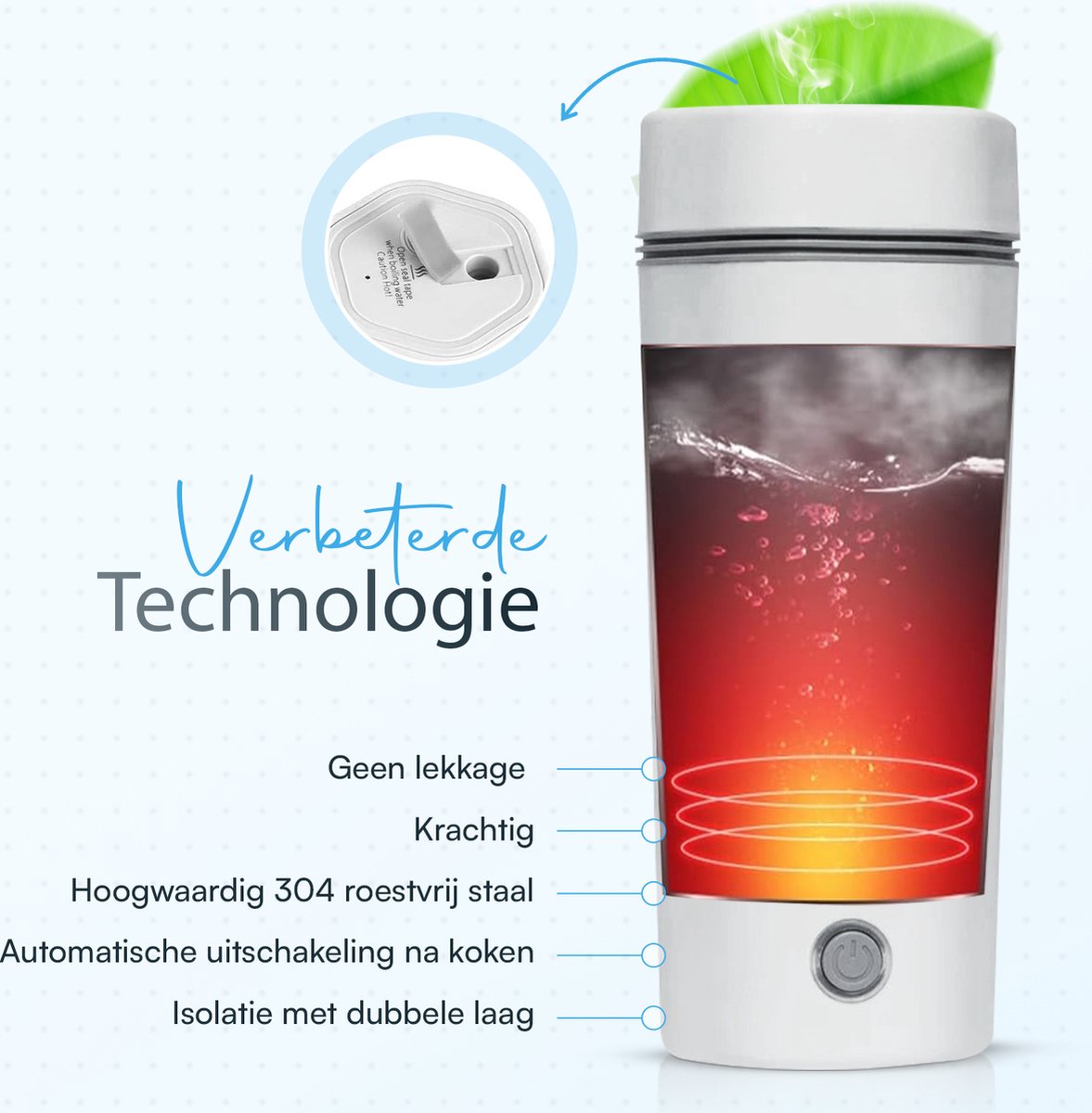 Apeiron® 3 in 1 Reis Waterkoker - 350 ML - Draagbare Mini Thermosfles - Auto & Camping - Kleine Water Koker - Geschikt Voor Babyvoeding — afbeelding 4