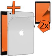 Hoesje Geschikt voor iPad 10.2 2020 Tablet Hoes Siliconen Case Met 2x Screenprotector - Shockproof Back Cover Geschikt voor iPad 8 - Transparant