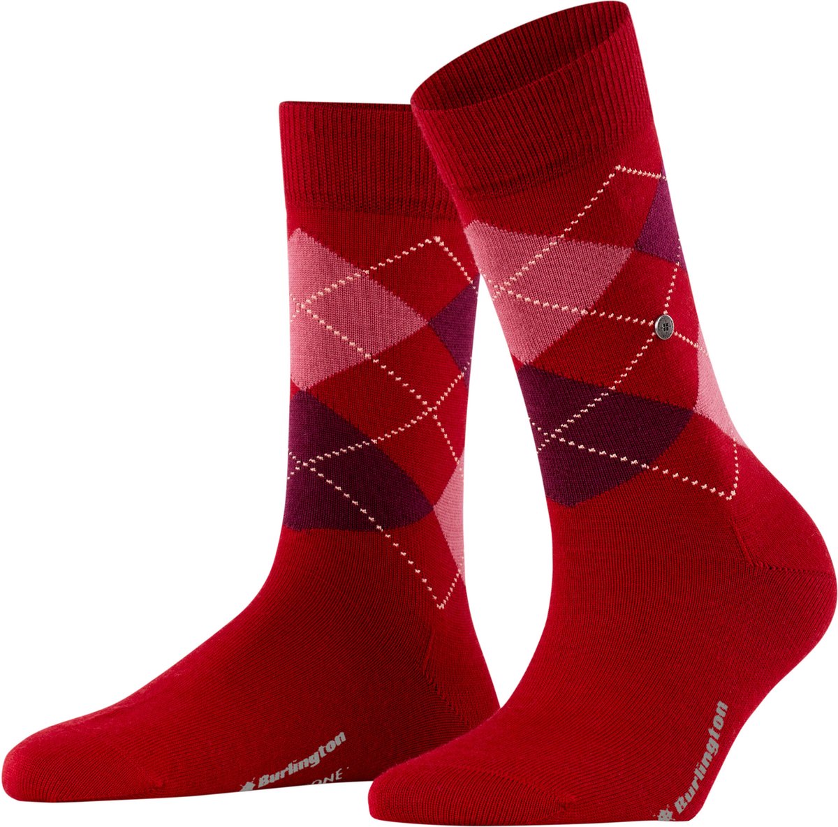 Burlington Marylebone gedessineerd wol sokken dames rood - maat 36-41