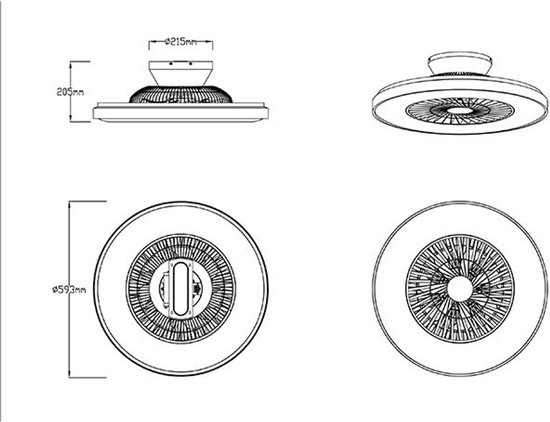 Plafondventilator met LED verlichting – zwart – incl. afstandsbediening