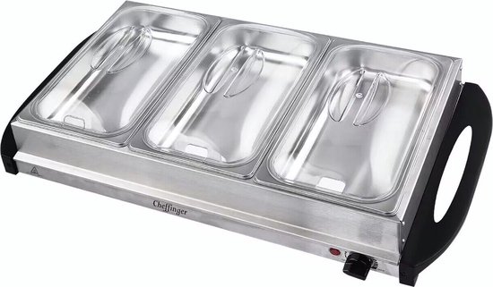 Cheffinger Buffetwarmer - Warmhoudplaat - Voedselwarmer - 3x2.4L - Roestvrij Staal — afbeelding 5