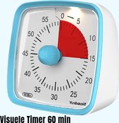 Allernieuwste.nl® Visuele Afteltimer Countdown Timer Tijdklok 60 Minuten Tijdmanagement Tool - Leerklok Kind, School, Thuis, Keuken, Kantoor- Stille Timer Met Nachtlampje - Blauw Rood