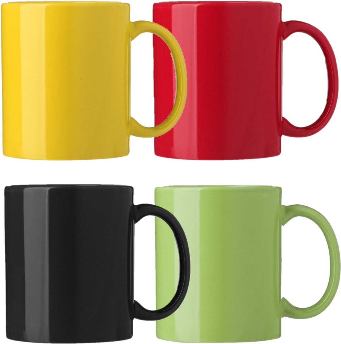 Bellatio Design Koffie mokken/bekers Nantes - 4x - keramiek - multi kleuren - 300 ml