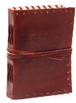 Leren Wikkelnotitieboek Book of Thoughts 15,5x12cm - Handgemaakt