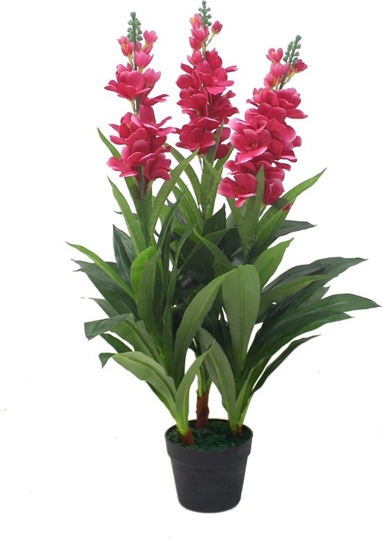 Kunst Roze Gladiool Plant | 90cm - Namaak gladiool plant - Kunstplanten voor binnen - Kunstplant gladiool