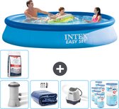 Intex Rond Opblaasbaar Easy Set Zwembad - 366 x 76 cm - Blauw - Inclusief Pomp Solarzeil - Zoutwatersysteem - Filters - Zwembadzout