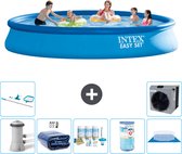 Intex Rond Opblaasbaar Easy Set Zwembad - 457 x 84 cm - Blauw - Inclusief Pomp Solarzeil - Onderhoudspakket - Filter - Grondzeil - Schoonmaakset - Warmtepomp