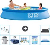 Intex Rond Opblaasbaar Easy Set Zwembad - 305 x 61 cm - Blauw - Inclusief Pomp Solarzeil - Onderhoudspakket - Filter - Grondzeil - Stofzuiger - Solar Mat