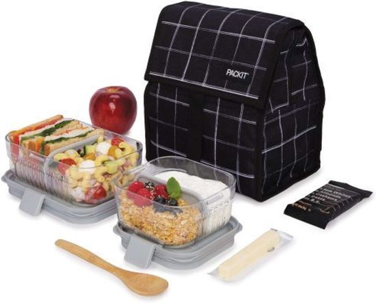 Pack It - Koeltas Lunch Grid - Polyester - Zwart van Pack It — afbeelding 5