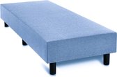 Boxspring Otto ijsblauw 110x200 zonder matras, zonder hoofdboord en zonder topper.