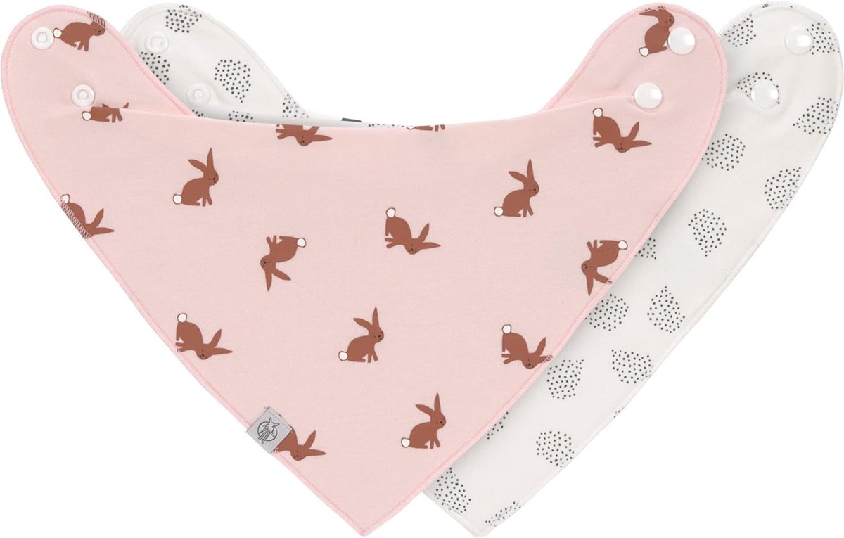 Goedkoopste Baby slabbetje halsdoek driehoekige doeken set 2 stuks. Biologisch katoen drukknop omkeerbaar/baby bandana