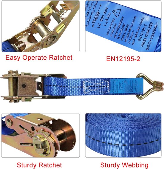 4 Starke Ratschenhaken Aus Stahl - 25mm, 800kg Tragkraft - Ideal Für Spanngurte & Anhängergurte