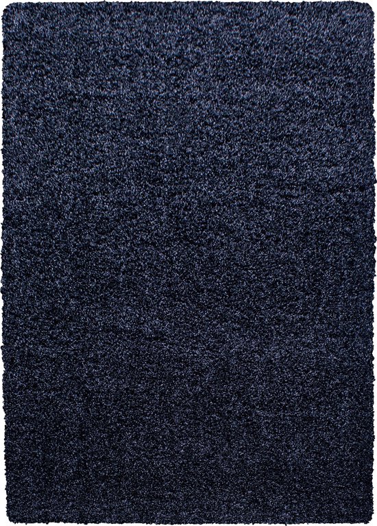 Pochon - Tapijt Life - Donkerblauw - 150x80x3 - Vloerkleed - Effen - Hoogpolige Vloerkleed - Rechthoekige Tapijt - Rechthoekige Vloerkleed
